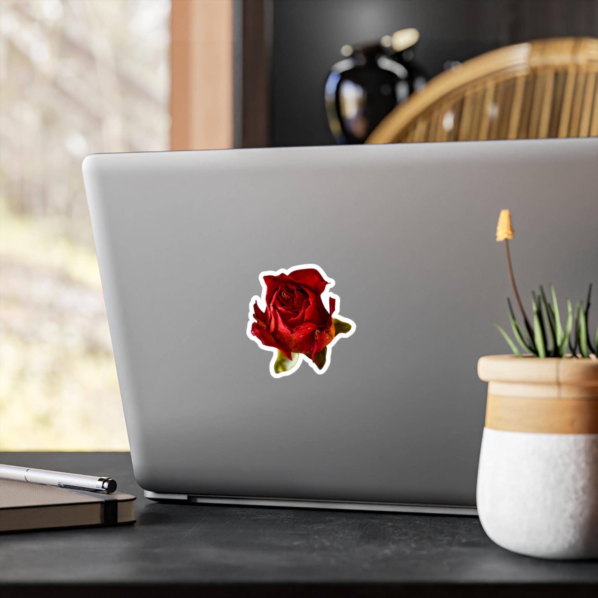 Romantic Red Rose Vinyl Decal Floral Sticker for Scrapbooking, Laptops, Water Bottles, Gift Wrapping, Cute Aesthetic Decor