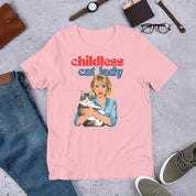 Childless Cat Lady Shirt, Funny Cat Lover Tee, Feminist Graphic T-Shirt, Retro Vintage Style, Cat Mom Gift, Anti-Mom Club Humor Top