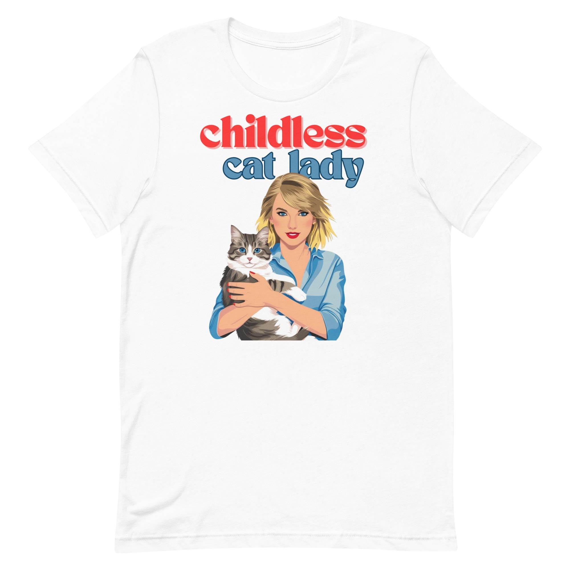Childless Cat Lady Shirt, Funny Cat Lover Tee, Feminist Graphic T-Shirt, Retro Vintage Style, Cat Mom Gift, Anti-Mom Club Humor Top